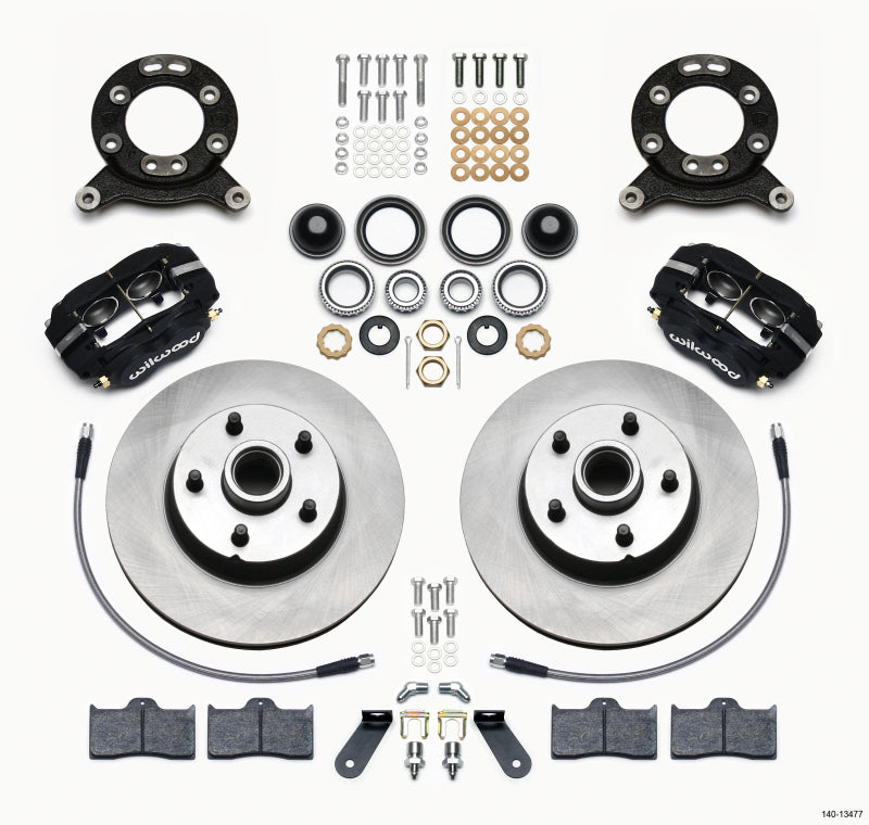 Wilwood Forged Dynalite-M Front Kit 11.30in 1 PC Rotor&Hub 1970-1973 Mustang Disc & Drum Spindle Wilwood Big Brake Kits  AXOPROS