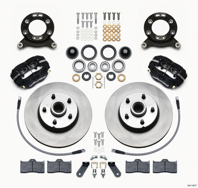 Wilwood Forged Dynalite-M Front Kit 11.30in 1 PC Rotor&Hub 1970-1973 Mustang Disc & Drum Spindle Wilwood Big Brake Kits  AXOPROS
