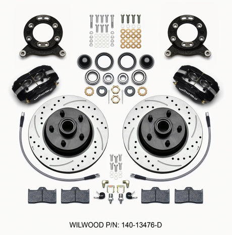 Wilwood Forged Dynalite-M Front Kit 11.30in 1 PC Rotor&Hub-Drill 65-69 Mustang Disc & Drum Spindle Wilwood Big Brake Kits  AXOPROS
