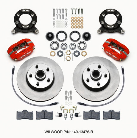 Wilwood Forged Dynalite-M Front Kit 11.30in 1 PC Rotor&Hub Red 1965-1969 Mustang Disc & Drum Spindle Wilwood Big Brake Kits  AXOPROS