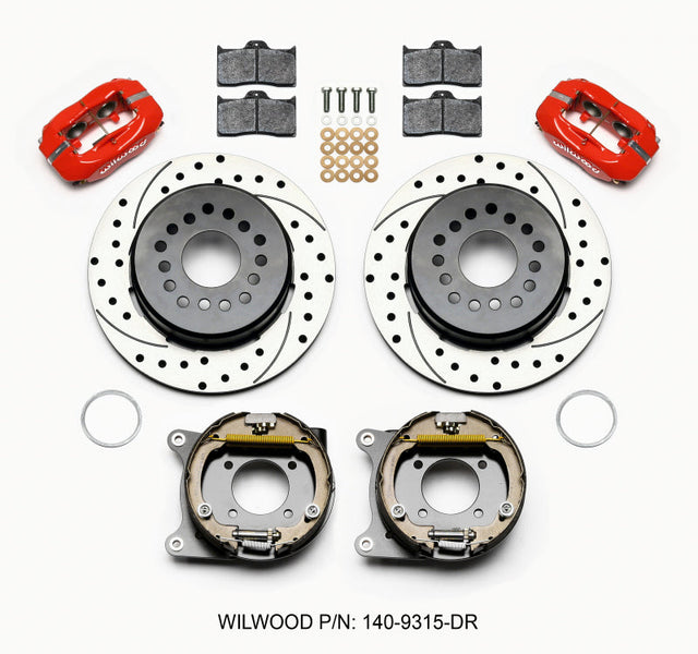 Wilwood Forged Dynalite P/S Park Brake Kit Drilled Red 12 Bolt 2.75in offset Staggered Shock Wilwood Big Brake Kits  AXOPROS