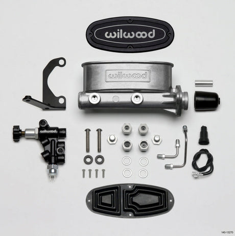 Wilwood HV Tandem M/C Kit w L/H Bracket & Prop Valve - 1 1/8in Bore Wilwood Brake Master Cylinder  AXOPROS