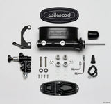Wilwood HV Tandem M/C Kit w L/H Bracket & Prop Valve - 15/16in Bore Black-W/Pushrod Wilwood Brake Master Cylinder  AXOPROS