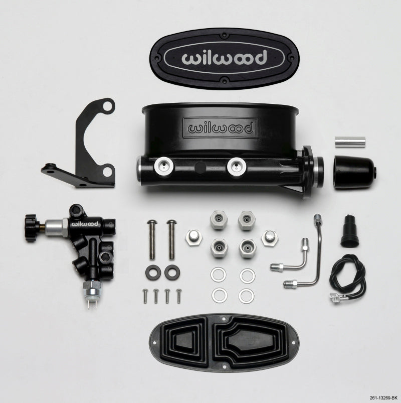 Wilwood HV Tandem M/C Kit w L/H Bracket & Prop Valve - 1in Bore Black Wilwood Brake Master Cylinder  AXOPROS