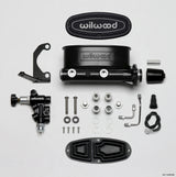 Wilwood HV Tandem M/C Kit w L/H Bracket & Prop Valve - 1in Bore Black Wilwood Brake Master Cylinder  AXOPROS