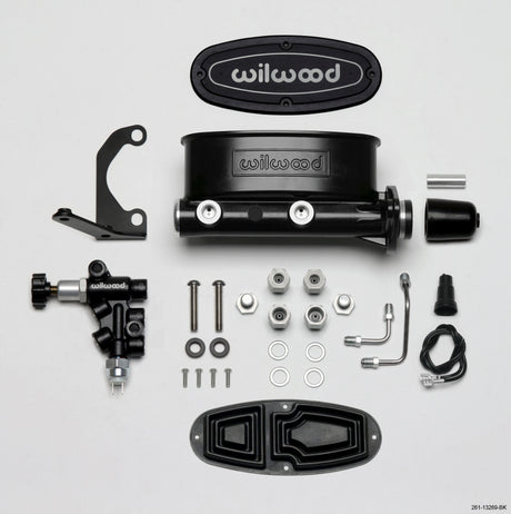 Wilwood HV Tandem M/C Kit w L/H Bracket & Prop Valve - 1in Bore Black Wilwood Brake Master Cylinder  AXOPROS