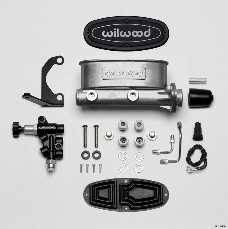 Wilwood HV Tandem M/C Kit w L/H Bracket & Prop Valve - 1in Bore Wilwood Brake Master Cylinder  AXOPROS