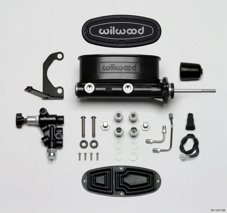 Wilwood HV Tandem M/C Kit w L/H Bracket & Prop Valve - 7/8in Bore Black-W/Pushrod Wilwood Brake Master Cylinder  AXOPROS