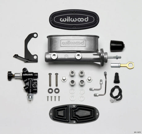 Wilwood HV Tandem M/C Kit w L/H Bracket & Prop Valve - 7/8in Bore-W/Pushrod - Early Mustang Wilwood Brake Master Cylinder  AXOPROS