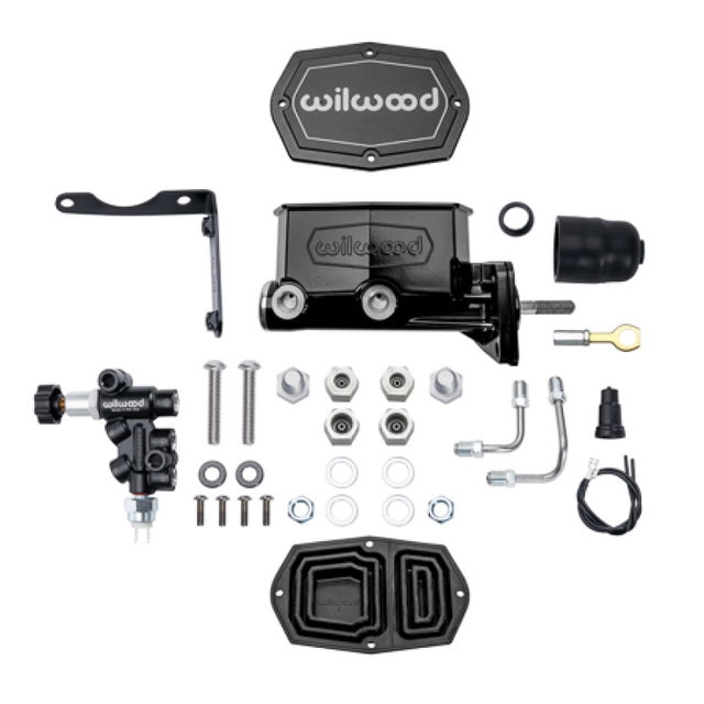 Wilwood Mopar Compact Tandem Master Cylinder Kit w/ Combination Valve & Pushrod 15/16in Bore - Black Wilwood Brake Master Cylinder  AXOPROS