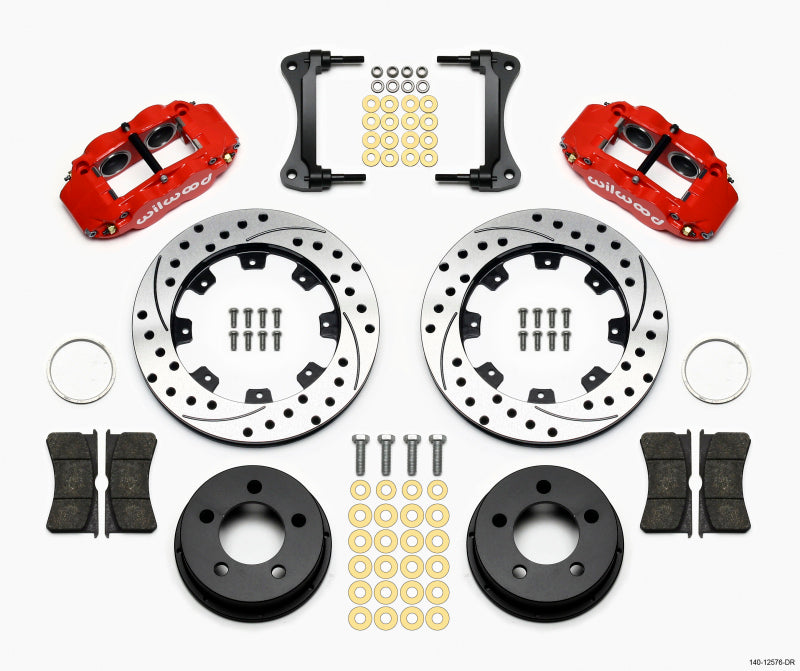 Wilwood Narrow Superlite 4R Front Kit 12.19in Drilled Red 87-89 Jeep YJ Wilwood Big Brake Kits  AXOPROS