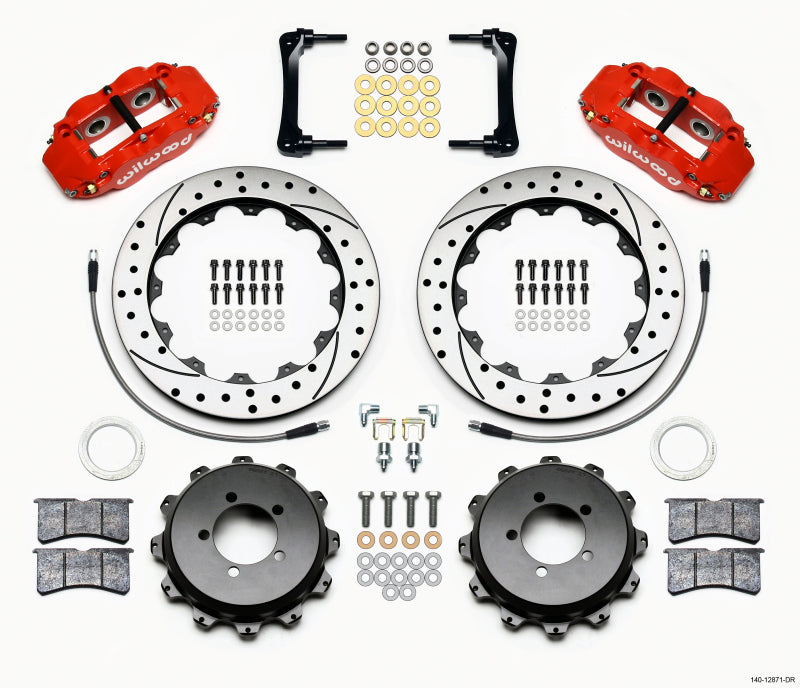 Wilwood Narrow Superlite 4R Rear Kit 12.88in Drilled Red 2012-Up Toyota / Scion FRS w/Lines Wilwood Big Brake Kits  AXOPROS