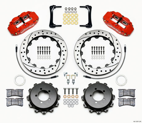 Wilwood Narrow Superlite 4R Rear Kit 12.88in Drilled Red 2012-Up Toyota / Scion FRS w/Lines Wilwood Big Brake Kits  AXOPROS
