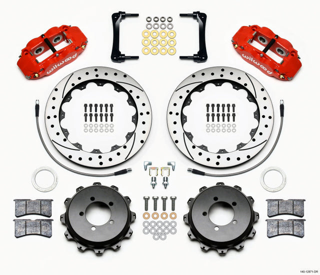 Wilwood Narrow Superlite 4R Rear Kit 12.88in Drilled Red 2012-Up Toyota / Scion FRS w/Lines Wilwood Big Brake Kits  AXOPROS