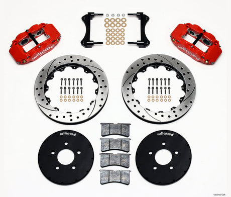 Wilwood Narrow Superlite 6R Front Hat Kit 12.88in Drill Red 1994-2004 Mustang Wilwood Big Brake Kits  AXOPROS