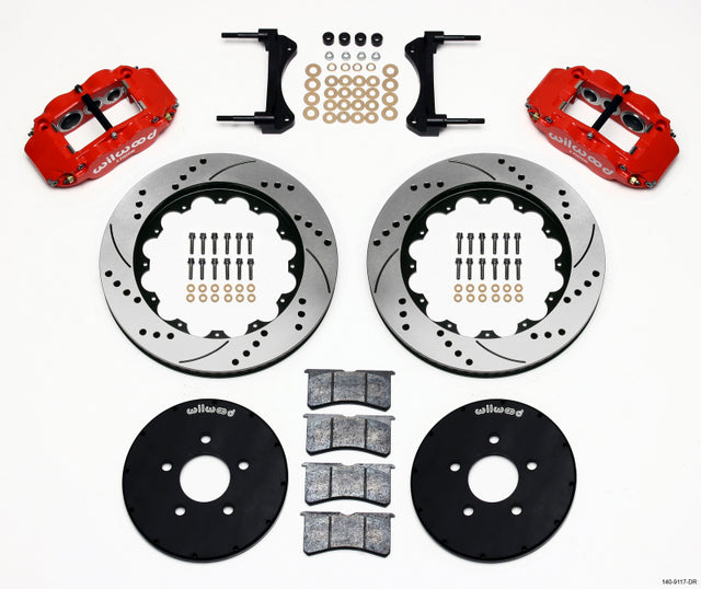 Wilwood Narrow Superlite 6R Front Hat Kit 14.00in Drill Red 1994-2004 Mustang Wilwood Big Brake Kits  AXOPROS