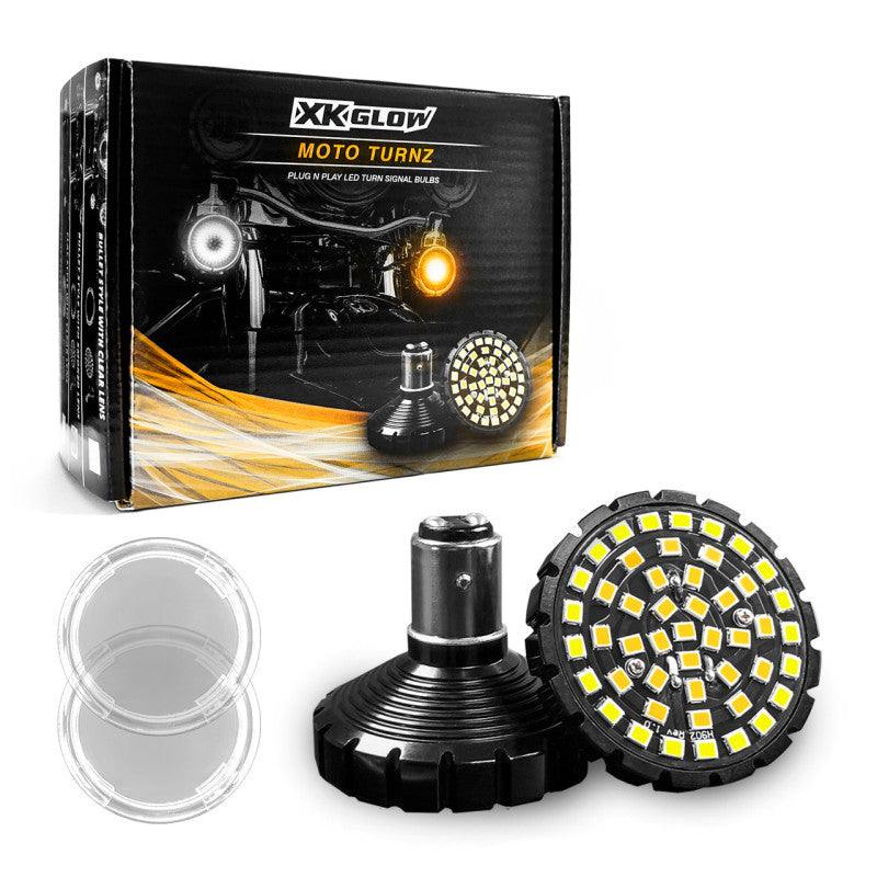 XK Glow Motorcycle Front LED Turn Signal Kit - Bullet Style Clear Lenses XKGLOW Light Accessories and Wiring  AXOPROS