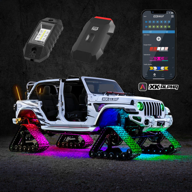 XK Glow RGBW Addressable LED Rock Light Kits Standard XKalpha App Controlled XKGLOW Light Bars & Cubes  AXOPROS