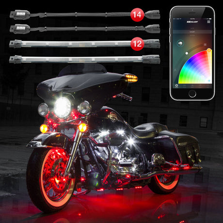 XK Glow Strip Million Color XKCHROME ATV/Motorcycle LED Accent Light Kit (14xPod + 12x10In) XKGLOW Light Accessories and Wiring  AXOPROS