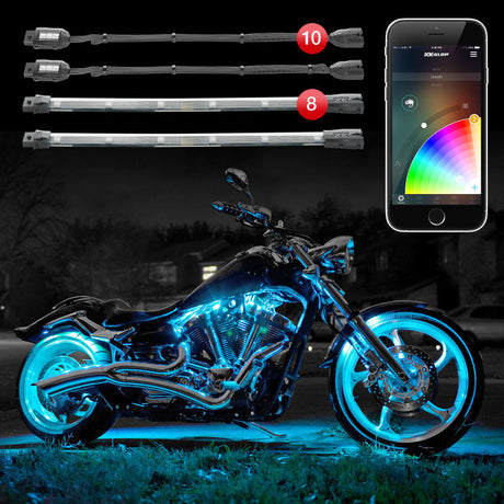 XK Glow Strip Million Color XKCHROME Smartphone App ATV/Motorcycle LED Light Kit 10XPod + 8X10In XKGLOW Light Accessories and Wiring  AXOPROS