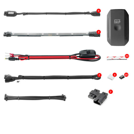 XK Glow Strip Million Color XKCHROME Smartphone App ATV/Motorcycle LED Light Kit 6xPod + 2x10In XKGLOW Light Accessories and Wiring  AXOPROS