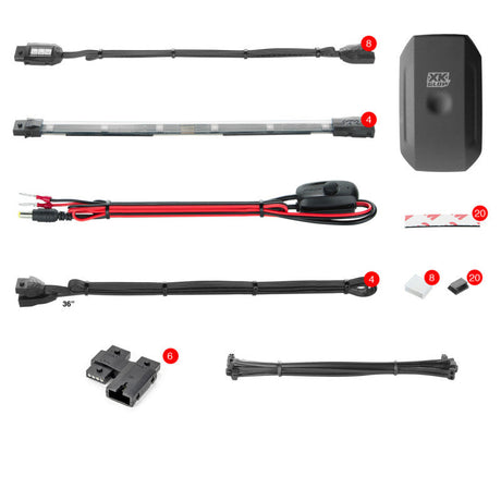 XK Glow Strip Million Color XKCHROME Smartphone App ATV/Motorcycle LED Light Kit 8xPod + 4x10In XKGLOW Light Accessories and Wiring  AXOPROS