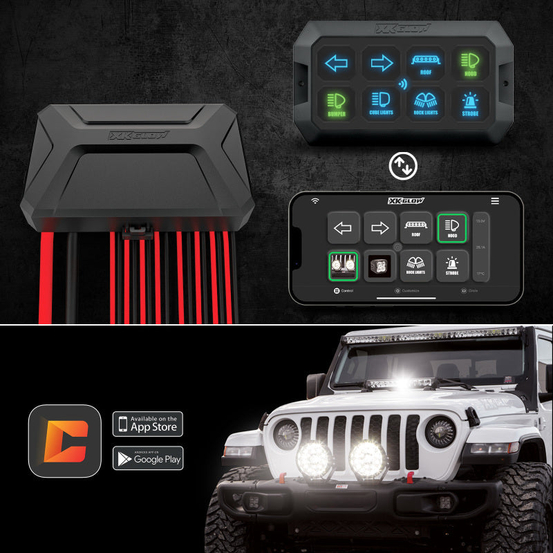 XK Glow XKcommand Bluetooth Switch Panel for Lights 12V Accessory Offroad XKGLOW Switch Panels  AXOPROS