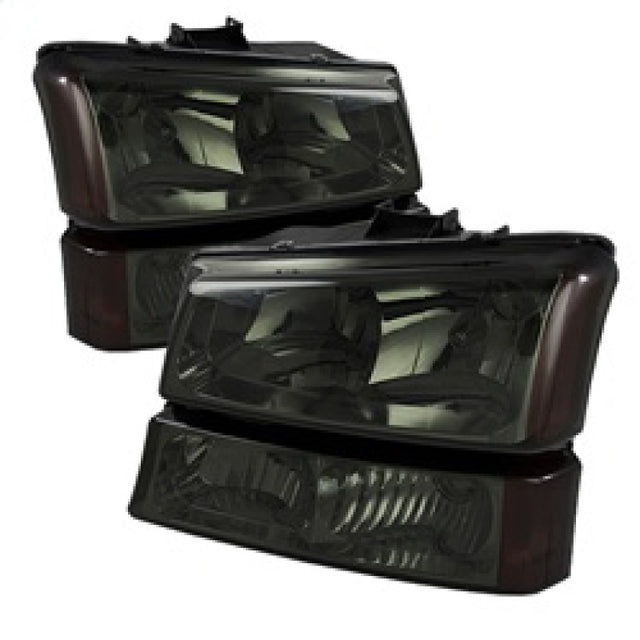 Xtune Chevy Silverado 2500HD 03-06 Crystal Headlights w/ Amber Lights Smoke HD-JH-CSIL03-AM-SM-SET SPYDER Headlights  AXOPROS