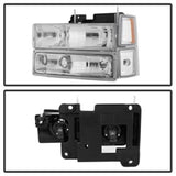 Xtune Chevy Suburban 94-98 Headlights w/ Corner & Parking Lights 8pcs Chrome HD-JH-CCK88-AM-C-SET SPYDER Headlights  AXOPROS