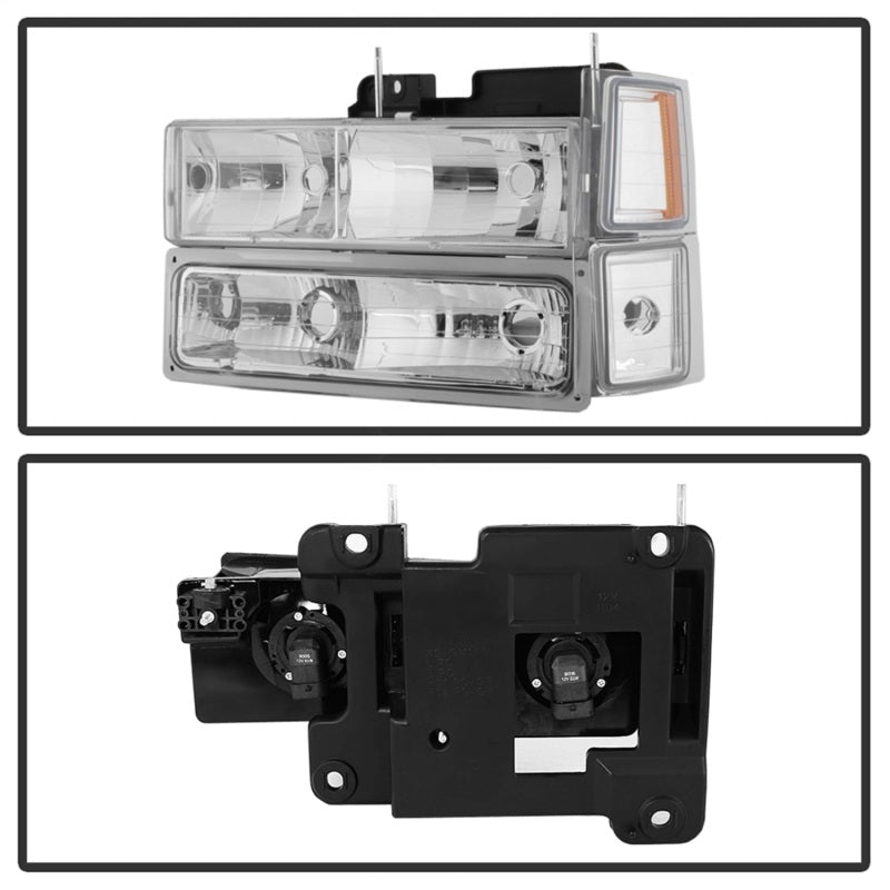 Xtune Chevy Suburban 94-98 Headlights w/ Corner & Parking Lights 8pcs Chrome HD-JH-CCK88-AM-C-SET SPYDER Headlights  AXOPROS