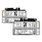 Xtune Chevy Suburban 94-98 Headlights w/ Corner & Parking Lights 8pcs Chrome HD-JH-CCK88-AM-C-SET SPYDER Headlights  AXOPROS