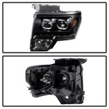 Xtune Ford F150 09-14 Projector Headlights Halogen Model Only LED Halo Black PRO-JH-FF15009-CFB-BK SPYDER Headlights  AXOPROS