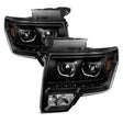 Xtune Ford F150 09-14 Projector Headlights Halogen Model Only LED Halo Black PRO-JH-FF15009-CFB-BK SPYDER Headlights  AXOPROS