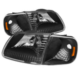 Xtune Ford F150 97-03 / Expedition 97-02 Crystal Headlights w/Corner Black HD-JH-FF15097-SET-AM-BK SPYDER Headlights  AXOPROS