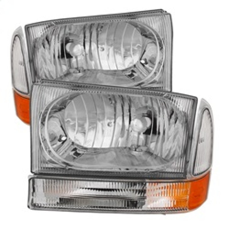 Xtune Ford F250/350/450 Superduty 99-04 Crystal Headlights w/ Bumper Lights HD-JH-FF25099-AM-C SPYDER Headlights  AXOPROS