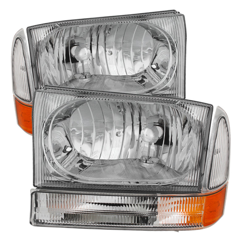Xtune Ford F250/350/450 Superduty 99-04 Crystal Headlights w/ Bumper Lights HD-JH-FF25099-AM-C SPYDER Headlights  AXOPROS