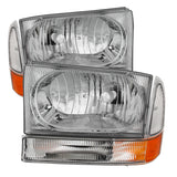 Xtune Ford F250/350/450 Superduty 99-04 Crystal Headlights w/ Bumper Lights HD-JH-FF25099-AM-C SPYDER Headlights  AXOPROS