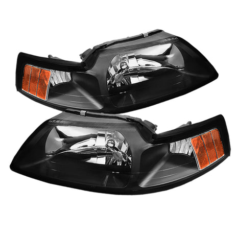 xTune Ford Mustang 99-04 OEM Amber Headlights Black HD-JH-FM99-AM-BK SPYDER Headlights  AXOPROS