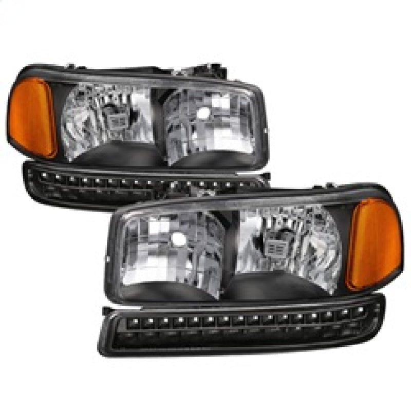 xTune GMC Sierra 99-06 /Yukon 00-06 Headlights & LED Bumper Lights - Black HD-JH-GS99-LED-SET-BK SPYDER Headlights  AXOPROS