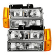 Xtune GMC Yukon 94-99 Headlights w/ Corner & Parking Lights 8pcs Sets -Chrome HD-JH-GCK94-AM-C-SET SPYDER Headlights  AXOPROS