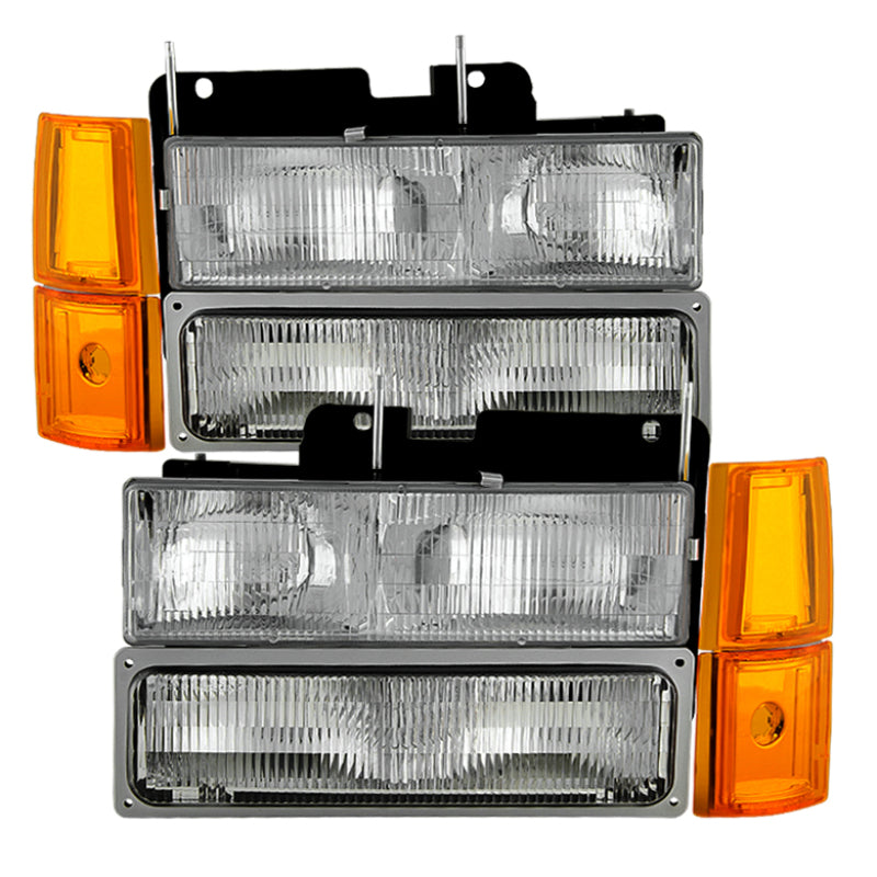 Xtune GMC Yukon 94-99 Headlights w/ Corner & Parking Lights 8pcs Sets - OEM HD-JH-GCK94-OE-C-SET SPYDER Headlights  AXOPROS