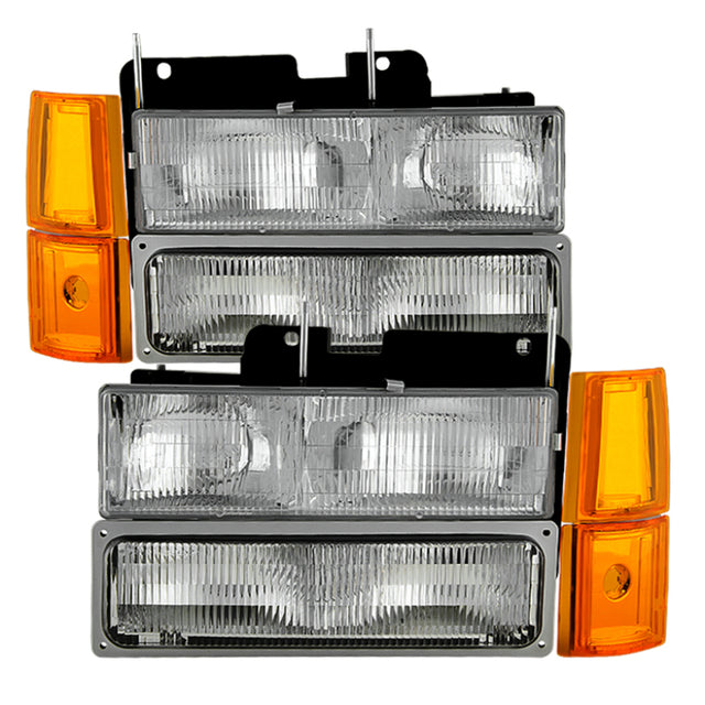 Xtune GMC Yukon 94-99 Headlights w/ Corner & Parking Lights 8pcs Sets - OEM HD-JH-GCK94-OE-C-SET SPYDER Headlights  AXOPROS