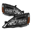 Xtune Honda Accord 03-07 Amber Crystal Headlights Black HD-JH-HA03-AM-BK SPYDER Headlights  AXOPROS