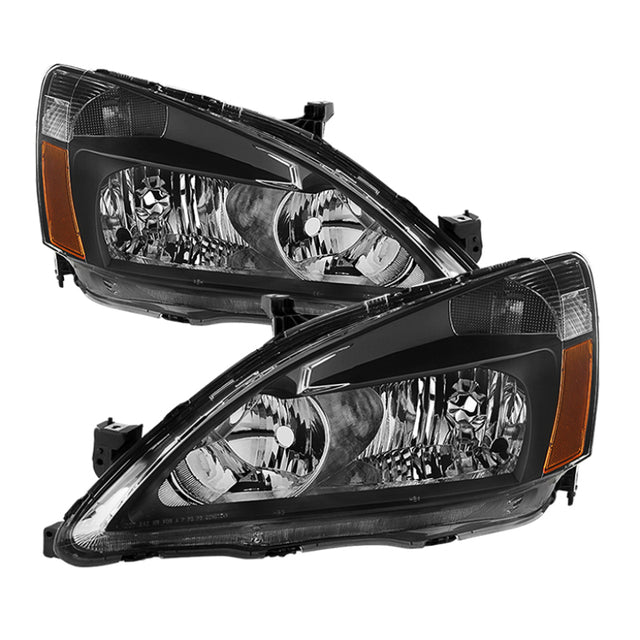 Xtune Honda Accord 03-07 Amber Crystal Headlights Black HD-JH-HA03-AM-BK SPYDER Headlights  AXOPROS
