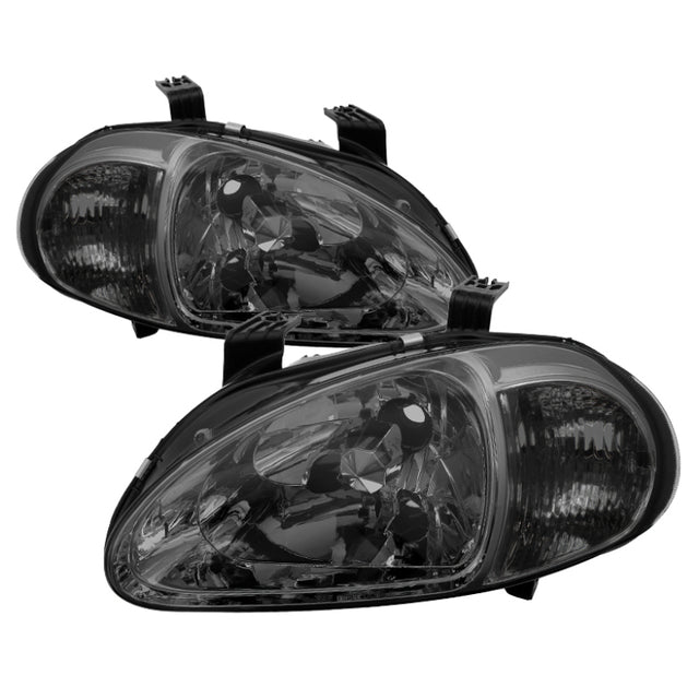 Xtune Honda Del Sol 93-97 1Pc Crystal Headlights Smoke HD-ON-HDEL93-1P-SM SPYDER Headlights  AXOPROS