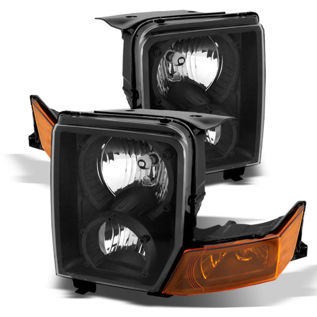 Xtune Jeep Commander 06-10 Crystal Headlights Black HD-JH-JCOM06-AM-BK SPYDER Headlights  AXOPROS