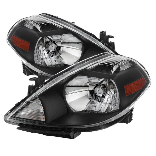 Xtune Nissan Versa 07-12 Crystal Headlights Black HD-JH-NV07-AM-BK SPYDER Headlights  AXOPROS
