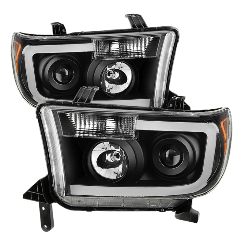 Xtune Toyota Tundra 07-13 LED Light Bar Projector Headlights Black PRO-JH-TTU07-LED-BK SPYDER Headlights  AXOPROS