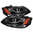 Xtune Volkswagen Jetta 11-14 Amber Crystal Headlights Black HD-JH-VJ11-AM-BK SPYDER Headlights  AXOPROS