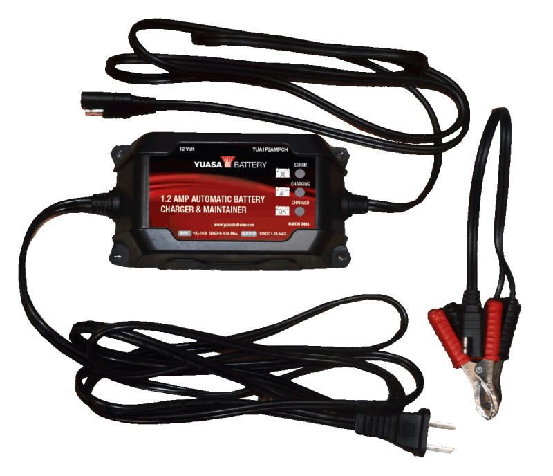 Yuasa 1.2 Amp Charger & Maintainer - 12V Yuasa Battery Battery Accessories  AXOPROS